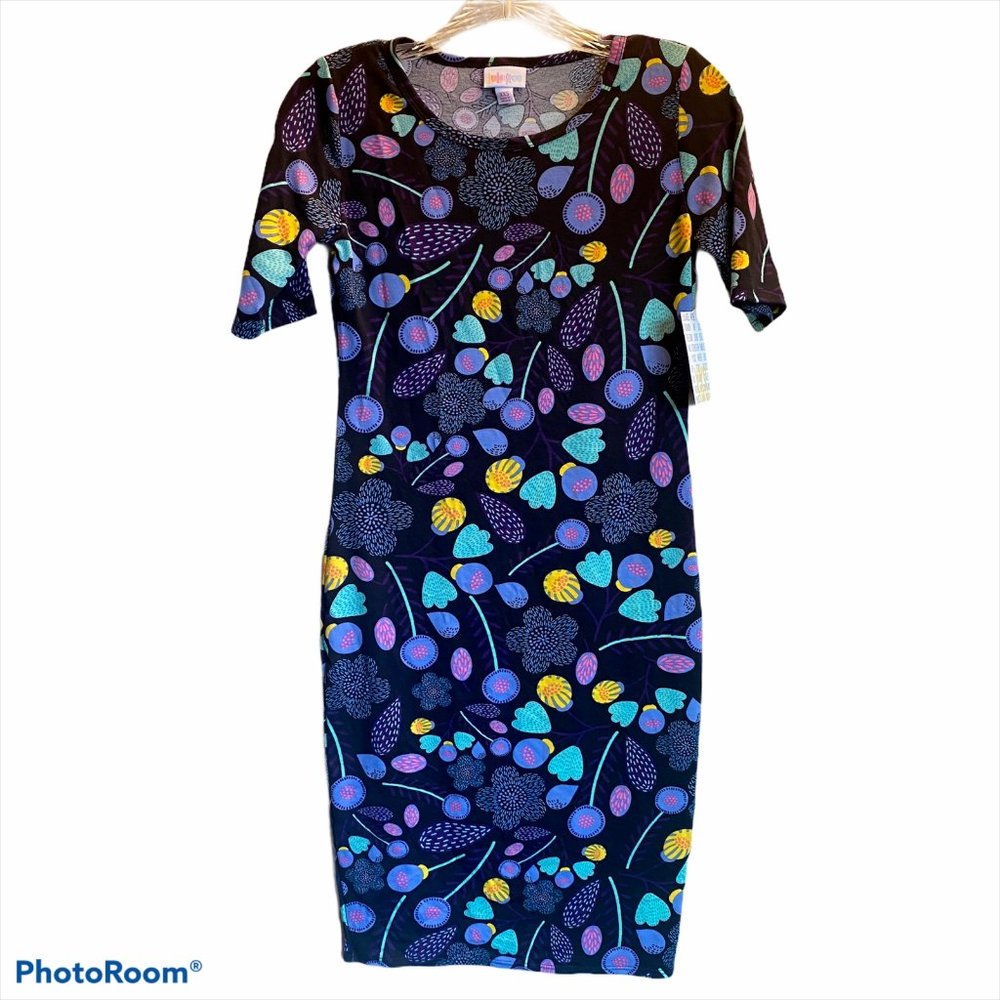 LULAROE JULIA WOMENS MULTICOLOR DRESS SIZE XXS